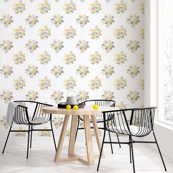 Galerie Wallcoverings Secret Garden Classic Bouquet Galerie Wallcoverings Yellow - G78502