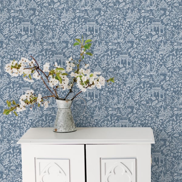 Galerie Wallcoverings Secret Garden Garden Toile Galerie Wallcoverings Blue - G78508