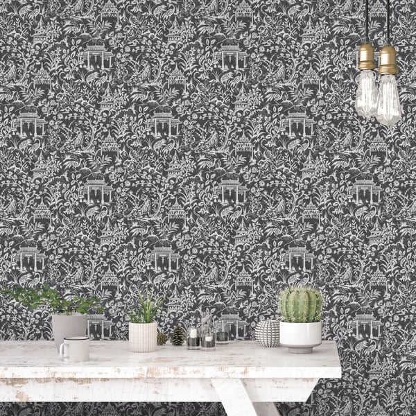 Galerie Wallcoverings Secret Garden Garden Toile Galerie Wallcoverings Black - G78510