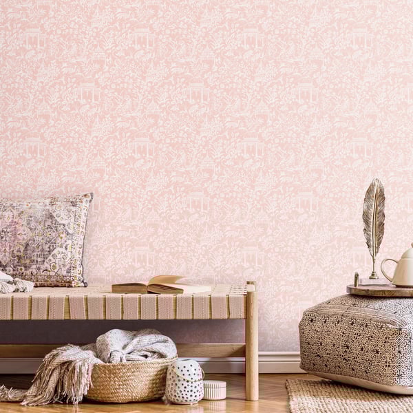 Galerie Wallcoverings Secret Garden Garden Toile Galerie Wallcoverings Pink - G78511