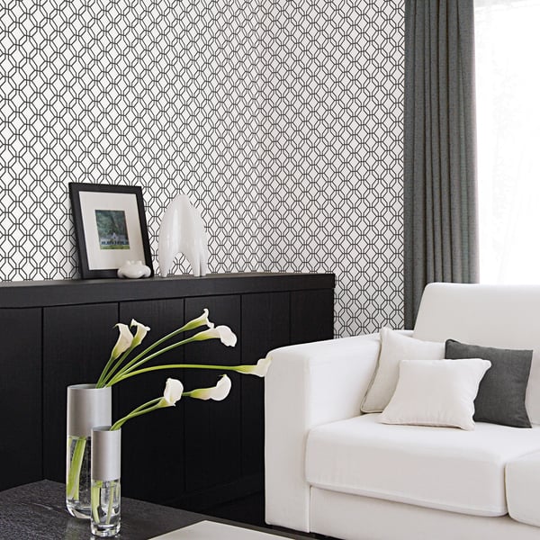 Galerie Wallcoverings Secret Garden Trellis Positive Galerie Wallcoverings Black - G78525
