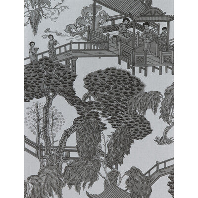 GASTON Y DANIELA ZHOU JUN PRINT--CHINOISERIE-GLOBAL PLATA/ANTRACITA - GDW5252.003.0 OUTLET