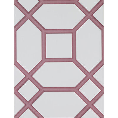 Geometric print featuring a white background with pink hexagons and squares, adding a modern decorative touch.