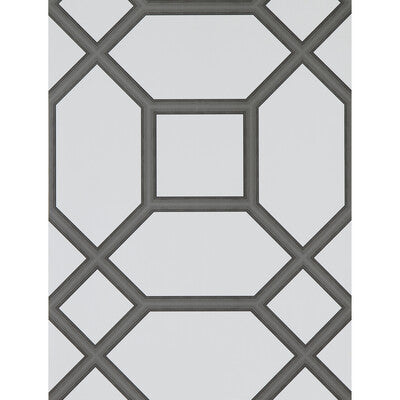 Geometric print in gray and white, featuring a pattern of octagons and squares in a modern style.