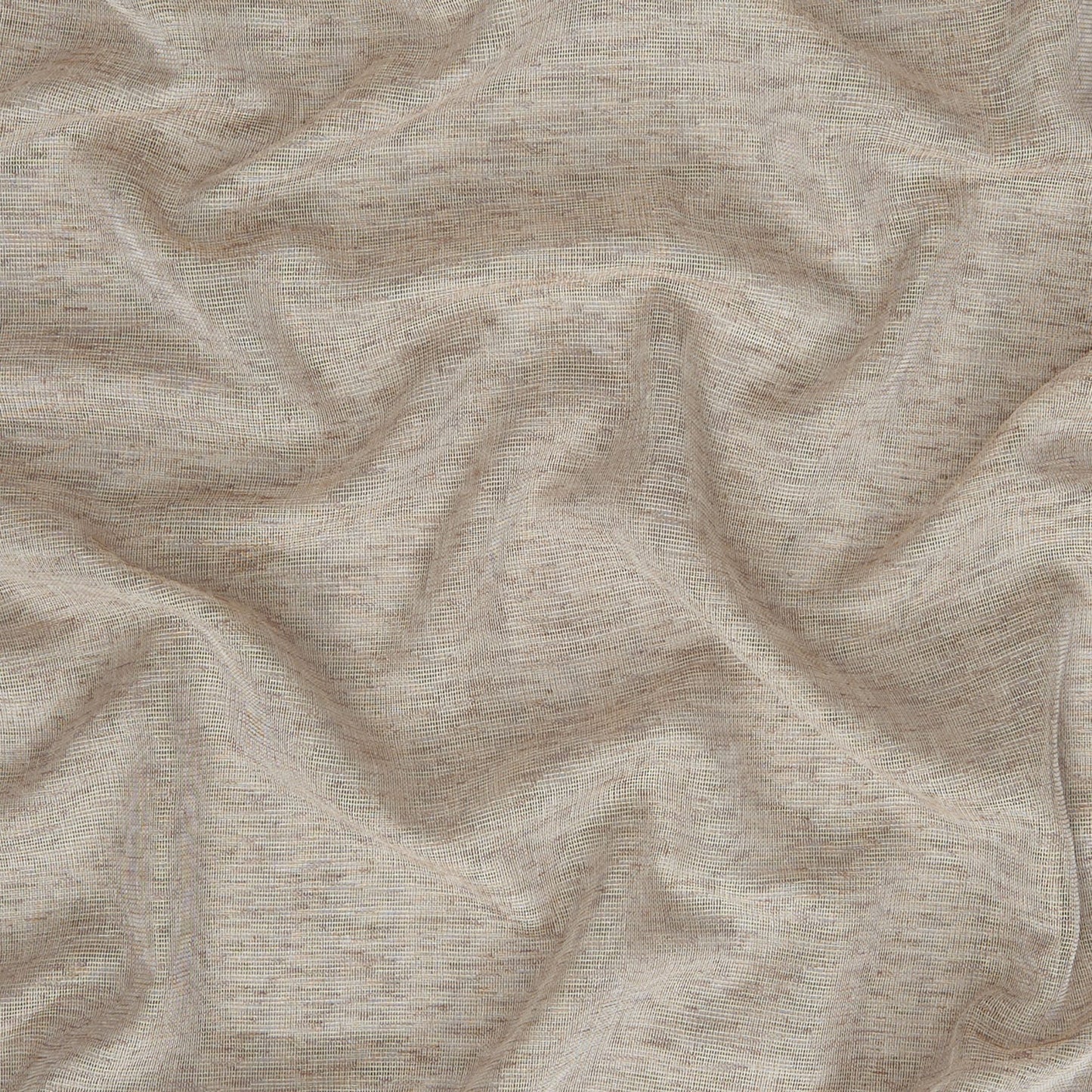 Beige linen-look fabric with a soft drape and subtle weave texture, ideal for upholstery or home decor.