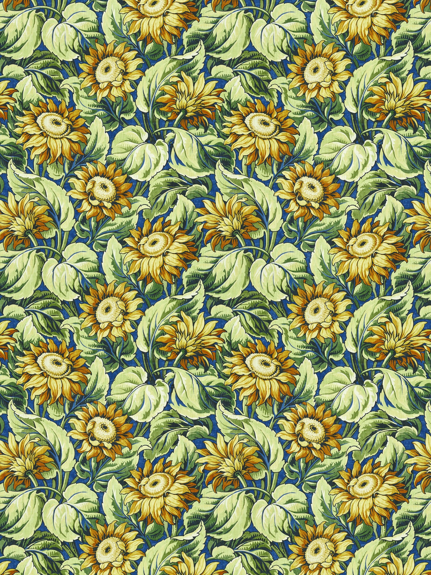SCALAMANDRE SUNFLOWER PRINT FABRIC COBALT - GW 000216631 NEW SKU # GW166310002