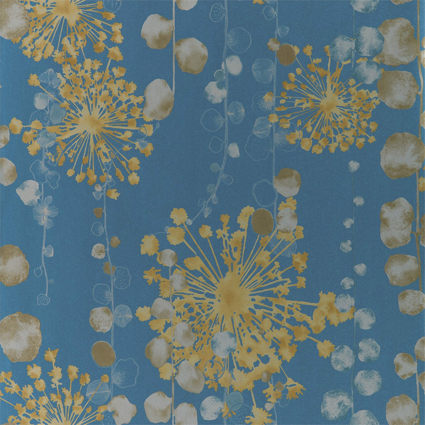 HARLEQUIN Moku Wallpaper Contemporary, Floral Indigo,Pebble Gravure Printed Wallpaper - HANZ111651