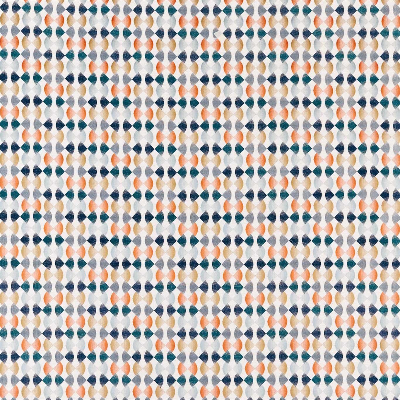 HARLEQUIN Maiolica Fabric Geometric Paprika,Teal,Ochre - HATL132880
