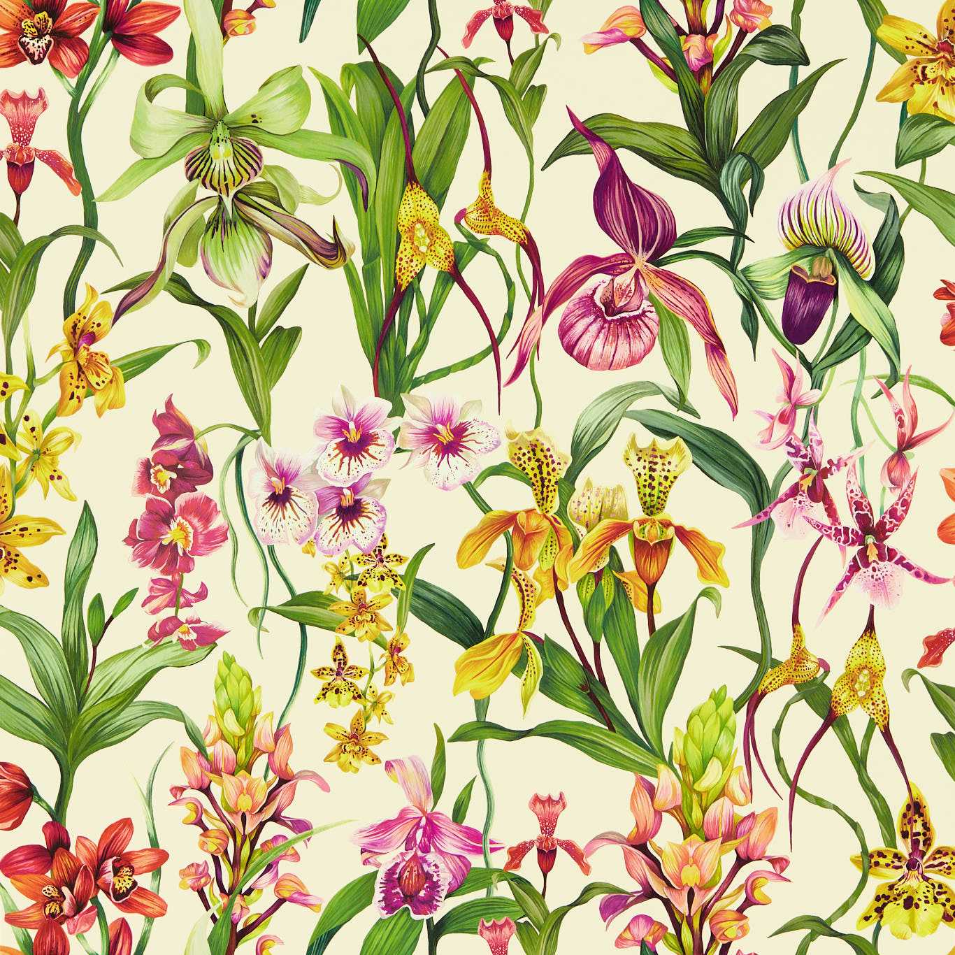 HARLEQUIN Kalina Wallpaper Contemporary, Floral Parchment,Forest,Azalea Gravure - Wide Width Printed Wallpaper - HC4W113009