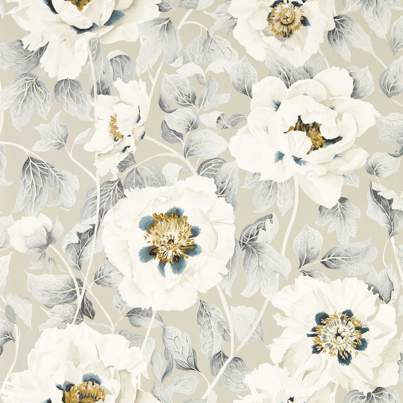 HARLEQUIN Florent Wallpaper Contemporary, Floral Stone,Tranquility,Slate Gravure - Wide Width Printed Wallpaper - HC4W113017