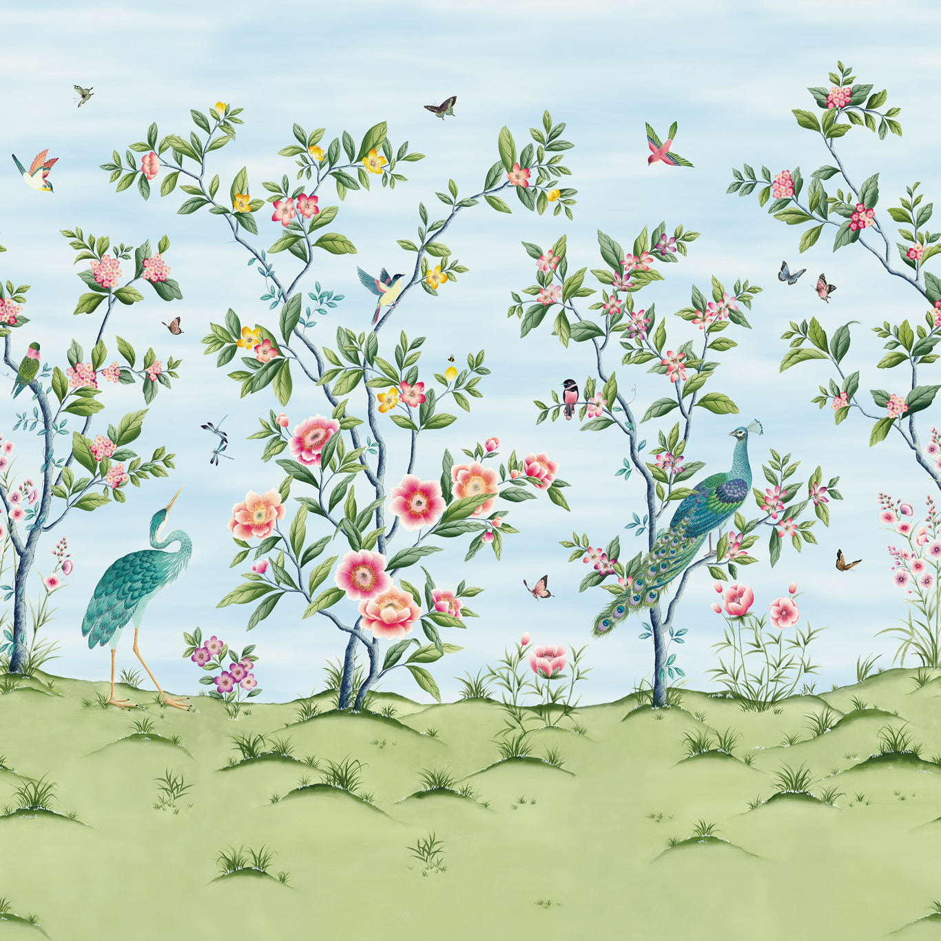 HARLEQUIN Florence Wallpaper Leaves , Trees Sky,Meadow,Blossom Digital Printed Wallpaper Wide Width - HDHW112889