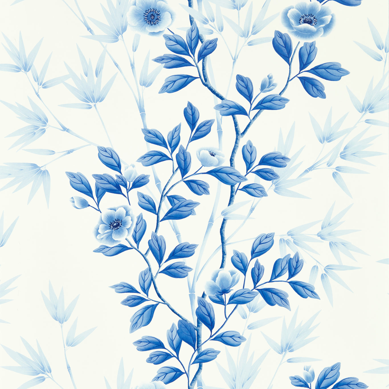 HARLEQUIN Lady Alford Wallpaper Classic Floral Porcelain , China Blue Gravure - Wide Width Printed Wallpaper - HDHW112898