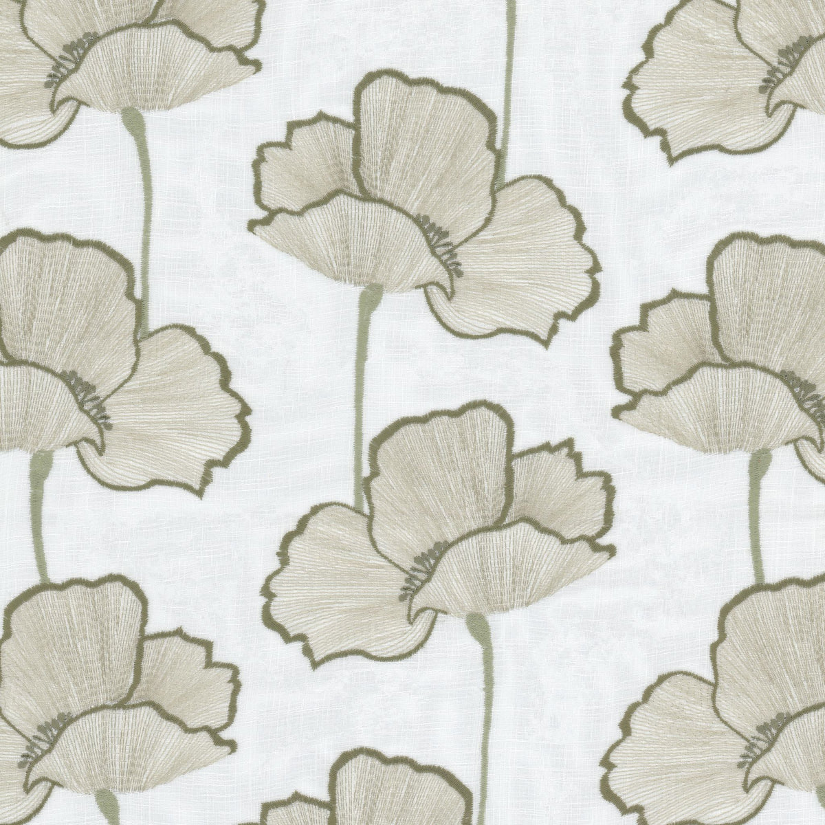 STOUT TEXTILES DRAPERY,EMBROIDERIES TRANSITIONAL,, FLORAL OLIVE - HEYW-2