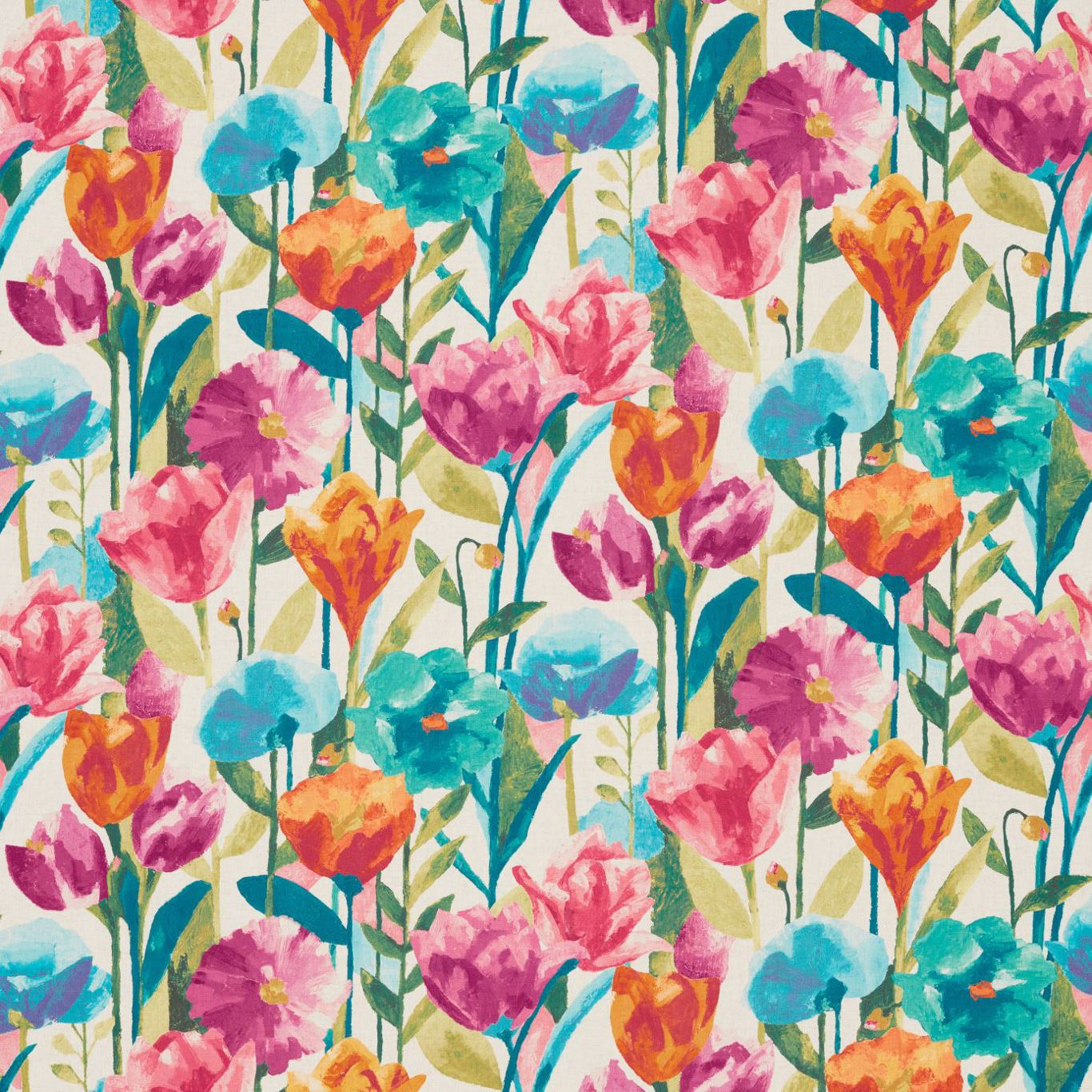 HARLEQUIN Verdaccio Fabric Contemporary, Floral Turquoise,Lime,Fuchsia - HFAU120519