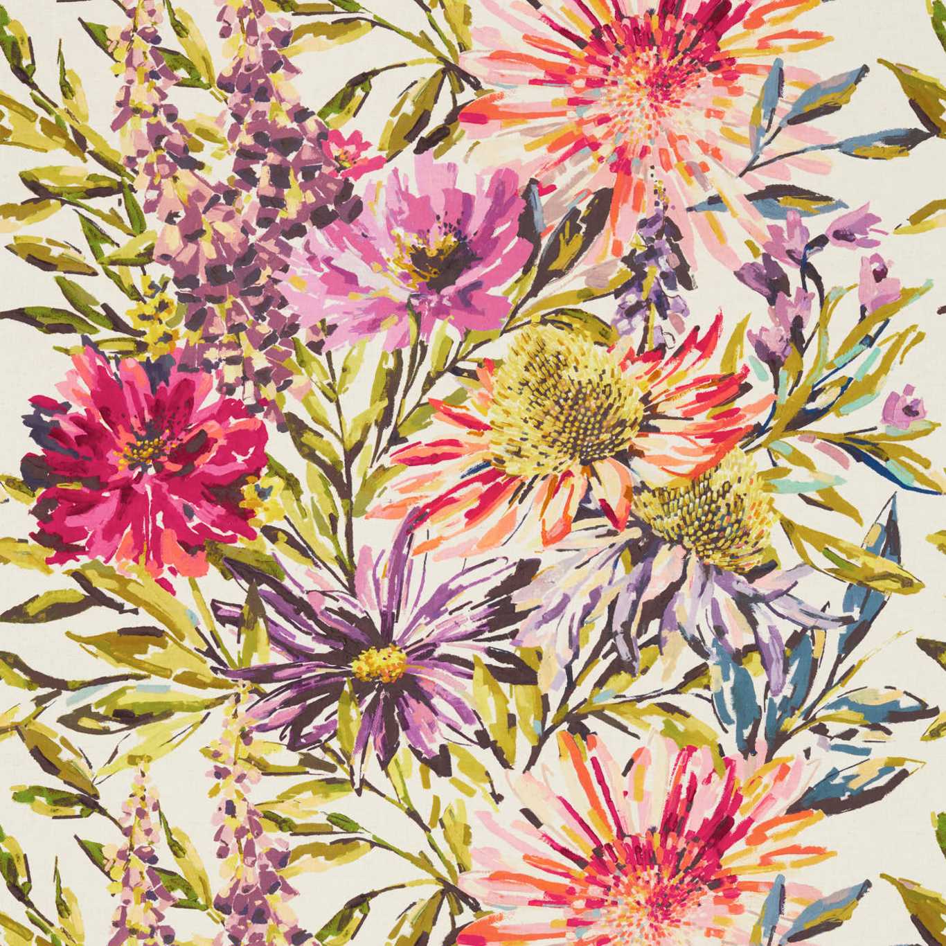 HARLEQUIN Floreale Fabric Contemporary, Floral Fuchsia,Heather,Lime - HFAU120524