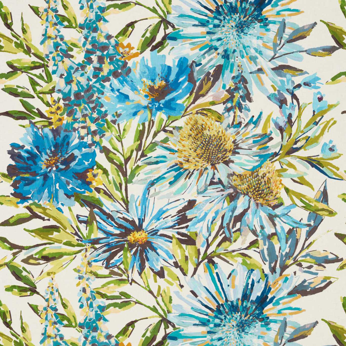 HARLEQUIN Floreale Fabric Contemporary, Floral Turquoise,Ocean,Marine - HFAU120525