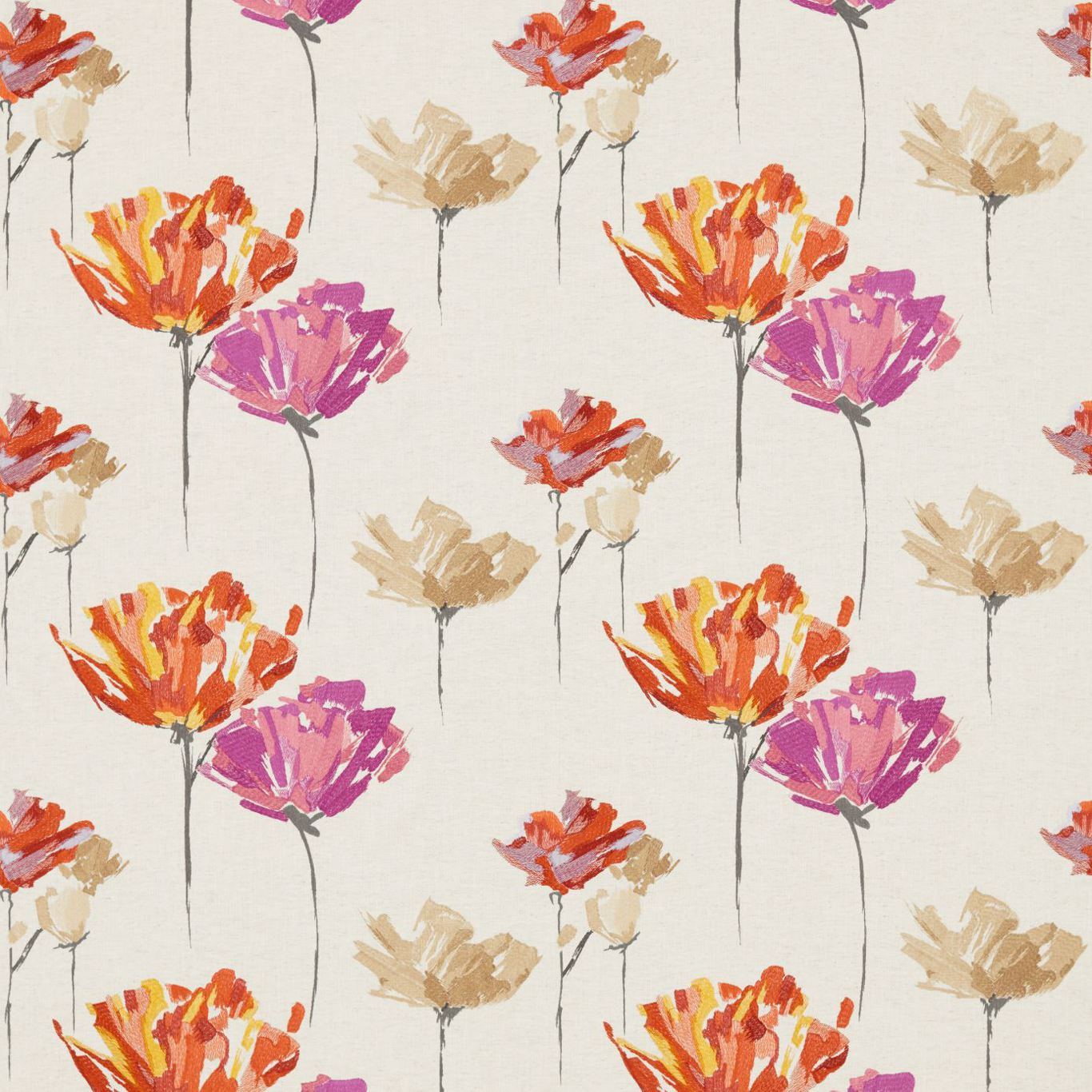HARLEQUIN Pennello Fabric Contemporary, Floral Sunset,Fuchsia,Jute - HFAU131844