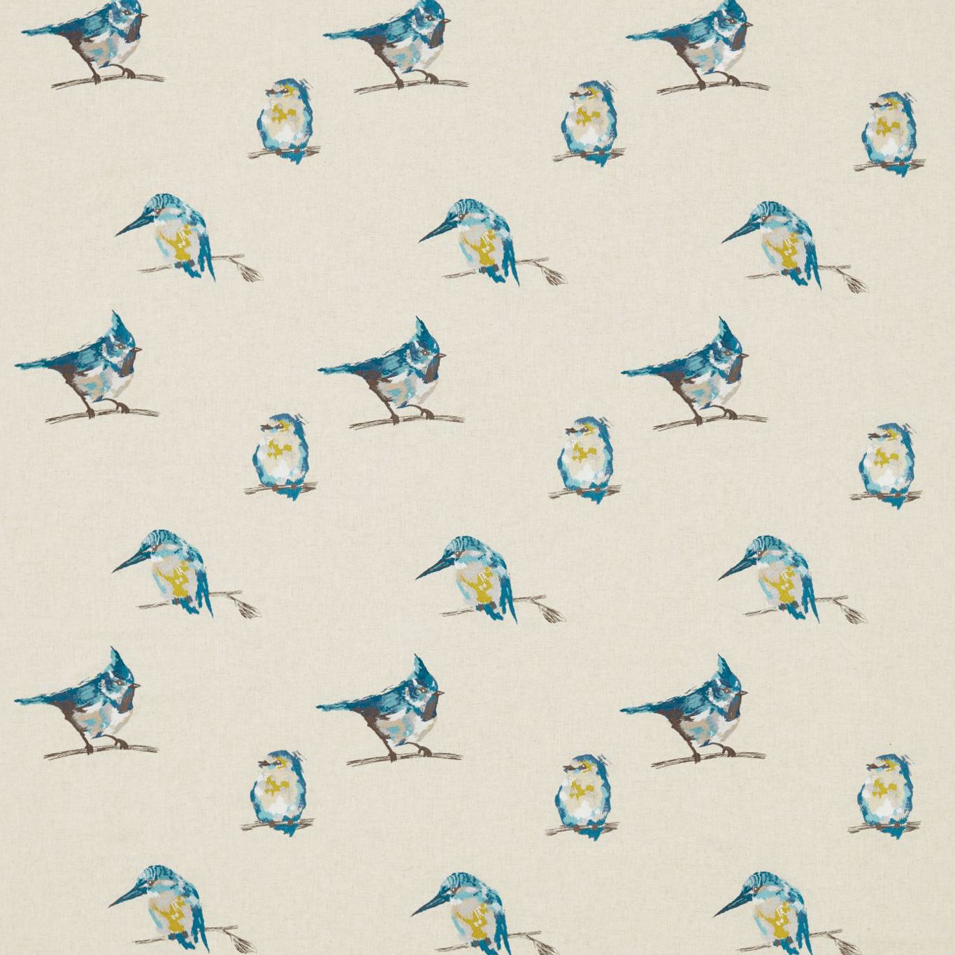 HARLEQUIN OUTLET Persico Embroidery Fabric Birds Indigo,Lime,Sky - HFAU131846