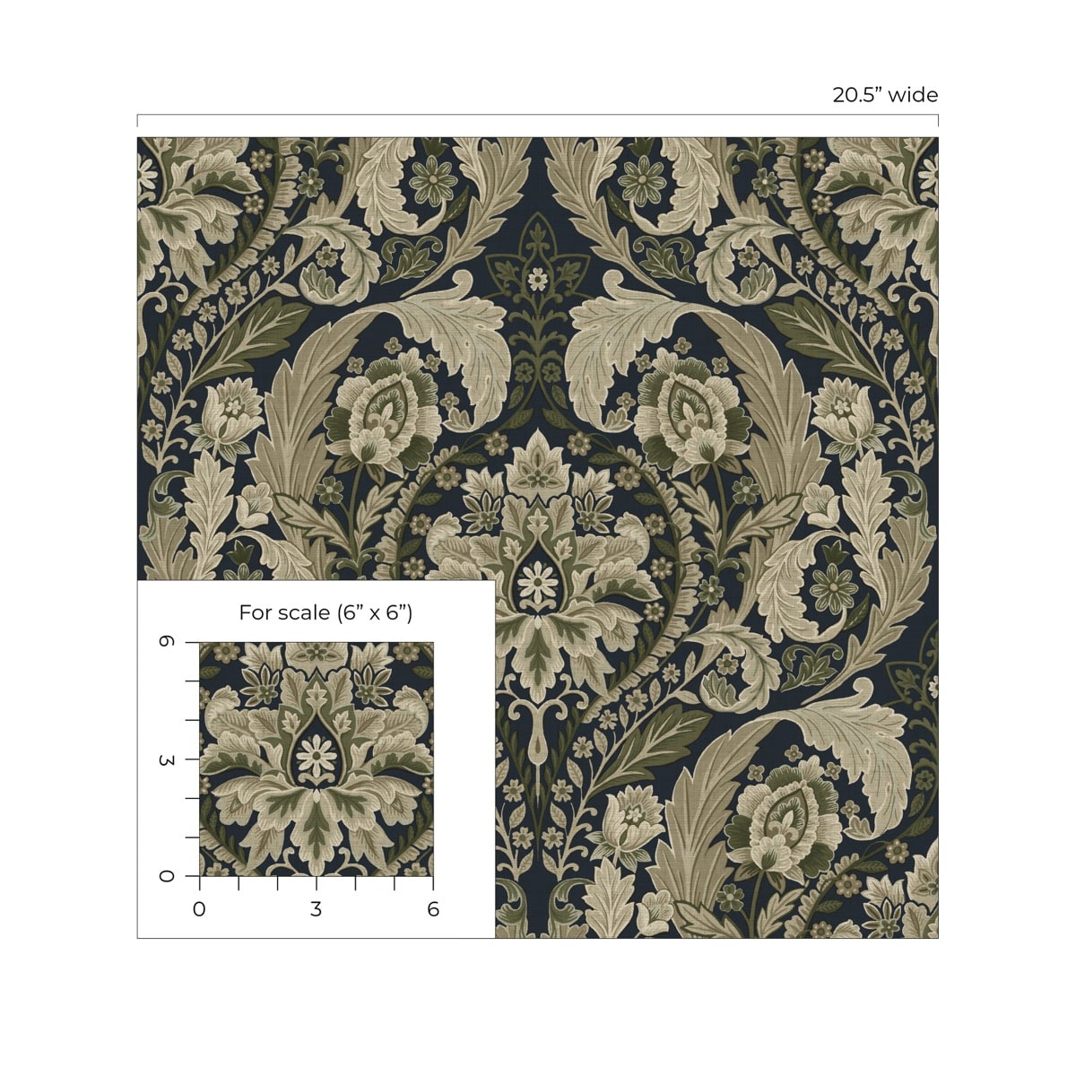 Harry & Grace Thornton Vintage Damask Damask Traditional Blue - HG12902
