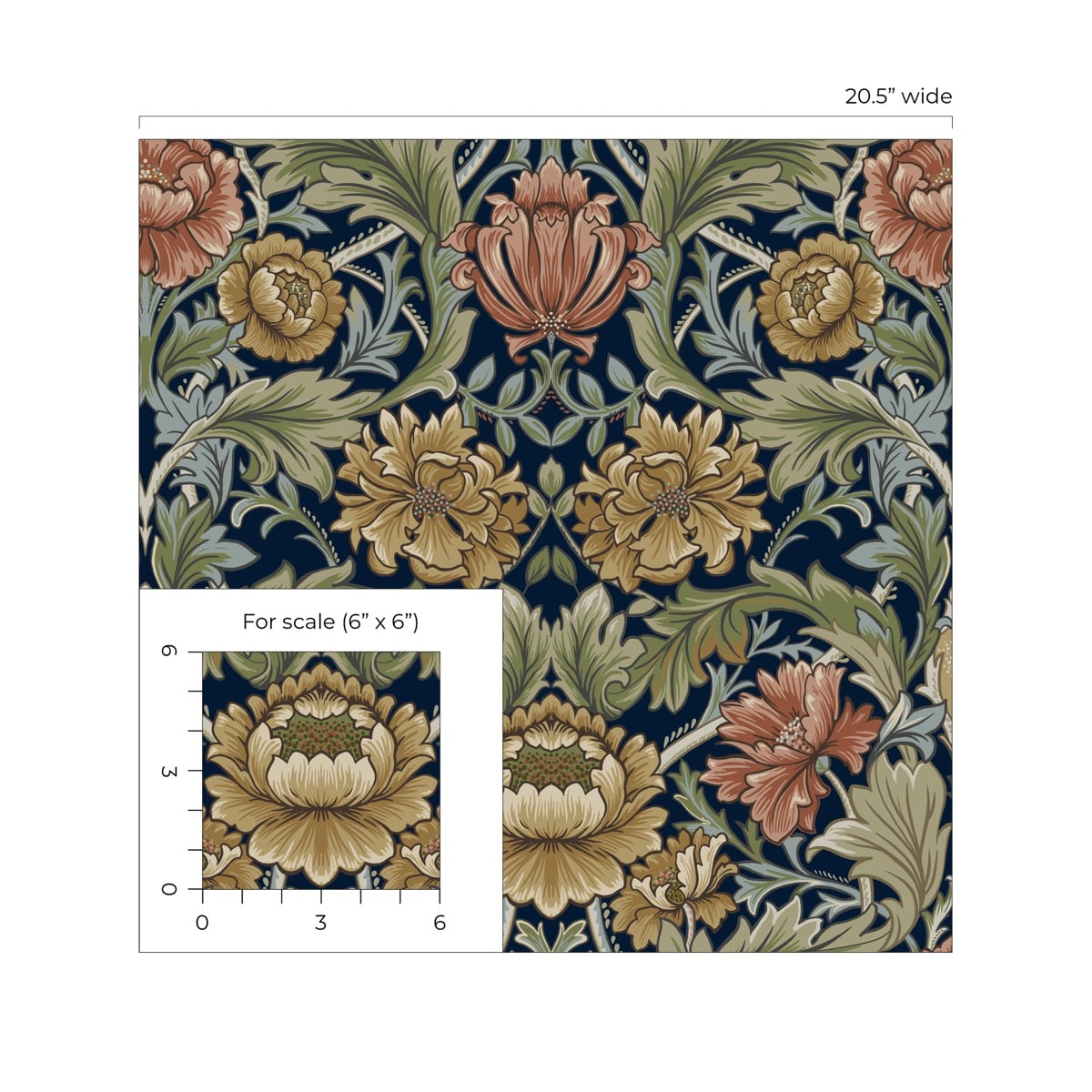 Harry & Grace Acanthus Floral Cameo Floral Vintage Blue - HG14002