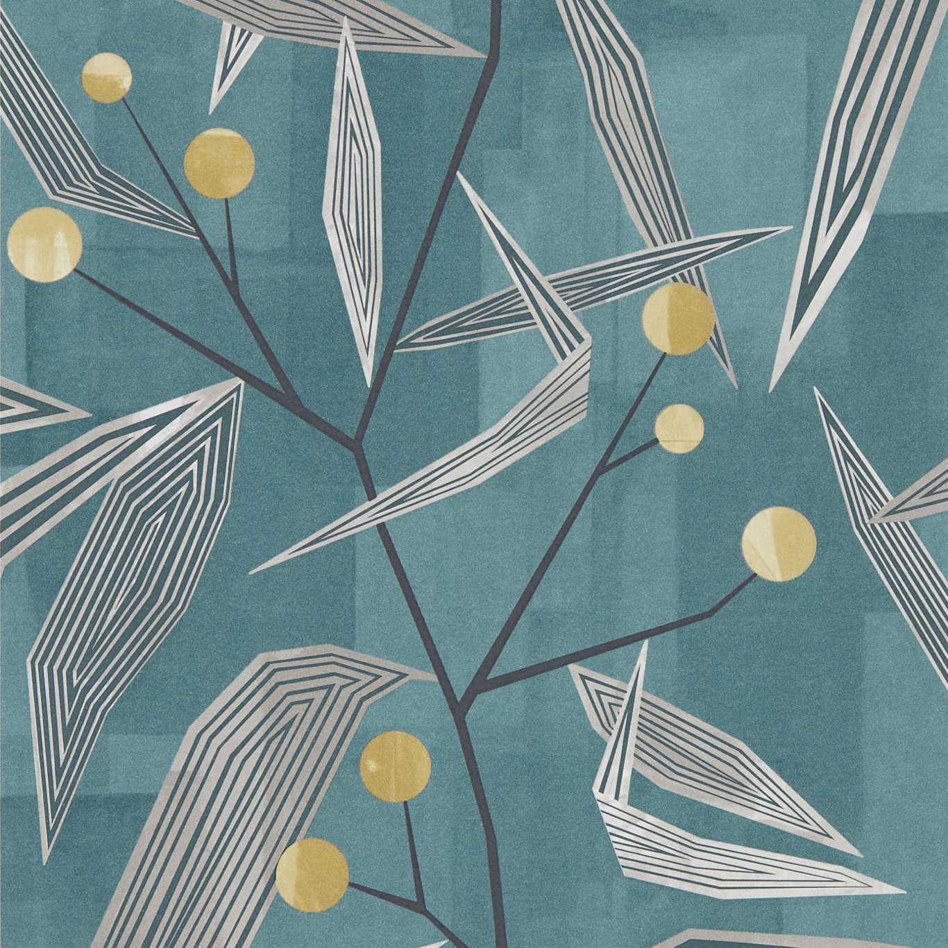HARLEQUIN Entity Wallpaper Leaves , Trees Teal,Linden Rotary/Gravure Wallpaper - HGEO111691