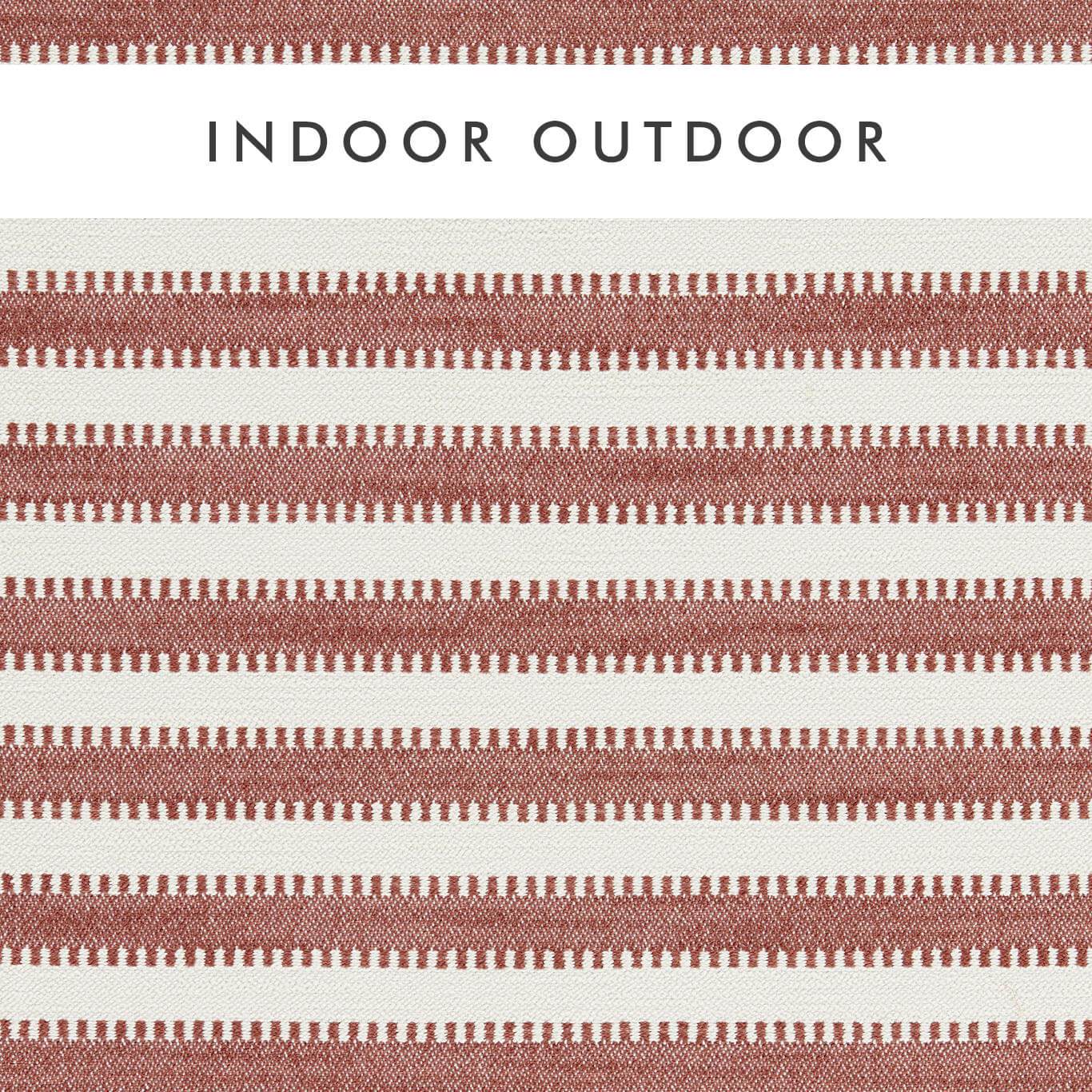 Rust and chalk striped fabric with a repeating narrow woven stripe pattern.