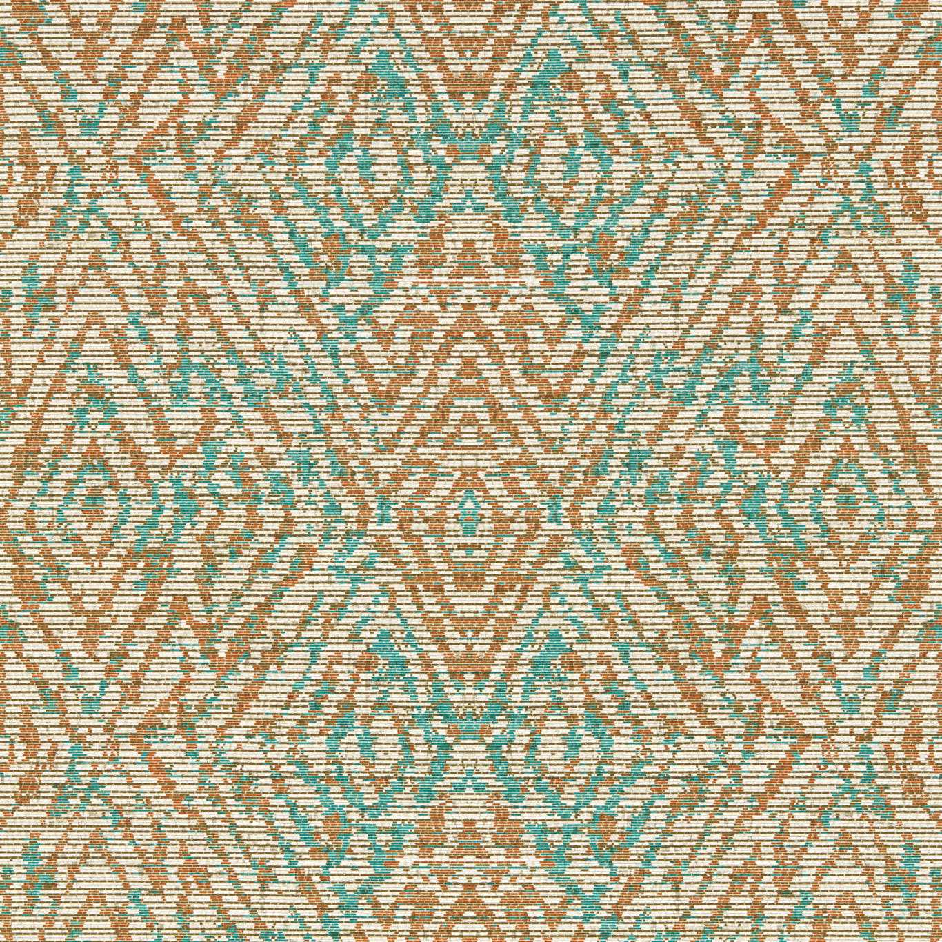 HARLEQUIN Hansha Wallpaper Geometric Paprika,Teal Digital Printed Wallpaper - HKAW113213