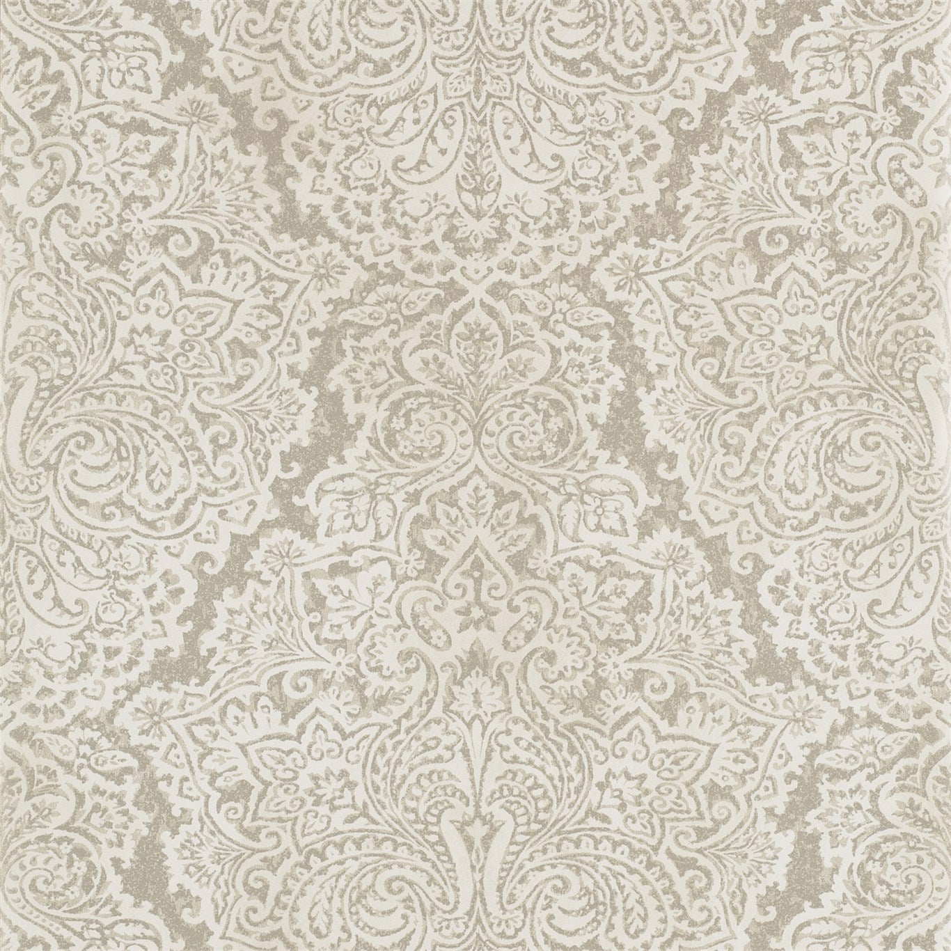 HARLEQUIN Aurelia Wallpaper Damasks White Gold Rotary/Gravure Wide Width Printed Wallpaper - HLEO110640