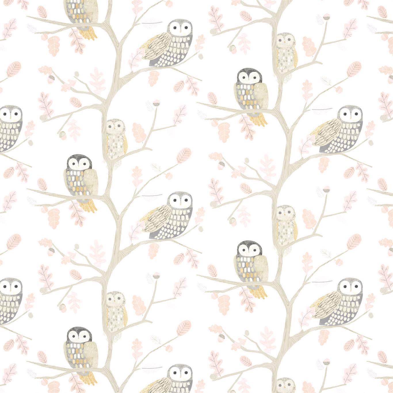 HARLEQUIN Little Owls Wallpaper Leaves , Trees Powder Gravure Printed Wallpaper - HLTF112628