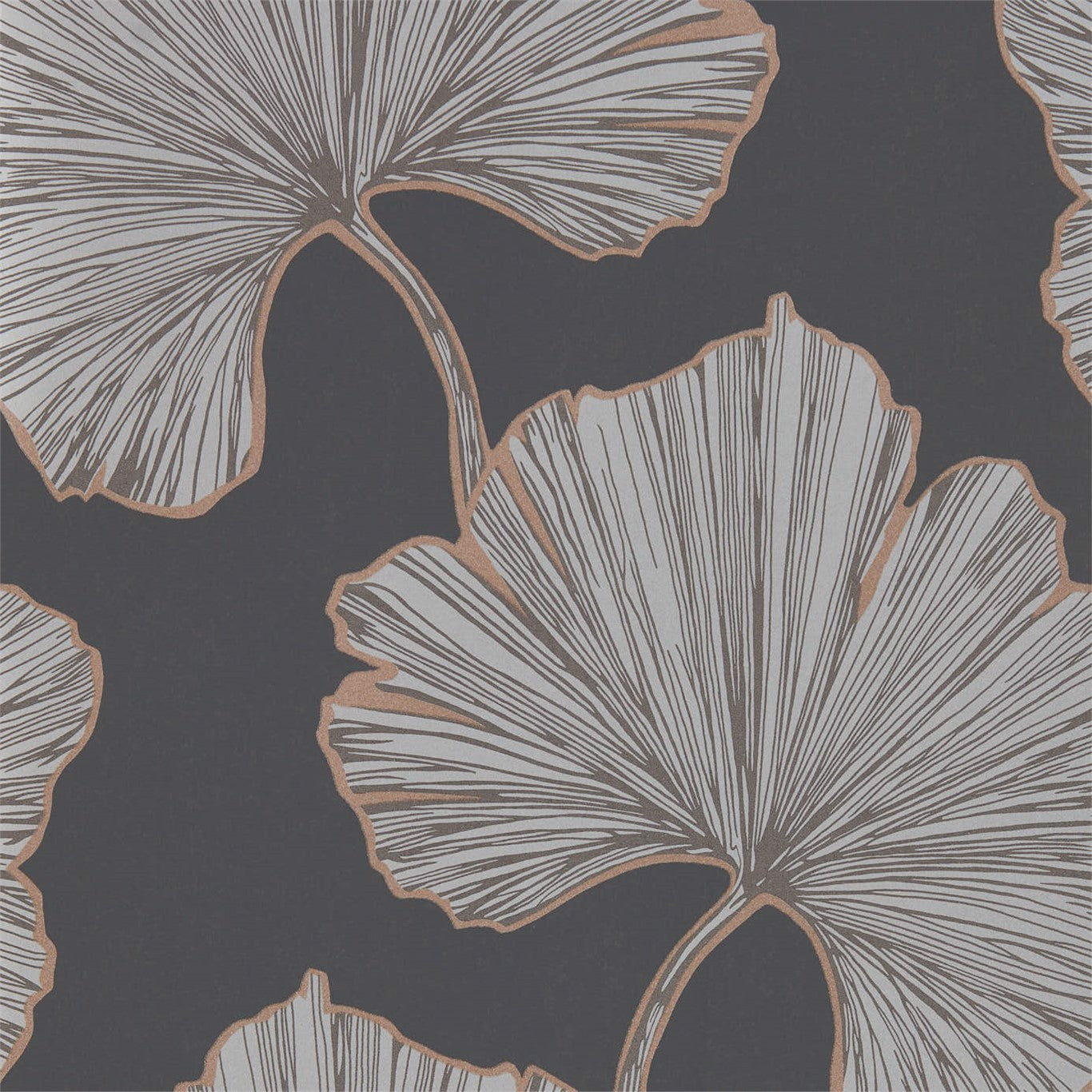 HARLEQUIN Azurea Wallpaper Leaves , Trees Ebony,Rose Gold Rotary Printed Wallpaper - HLUT111713