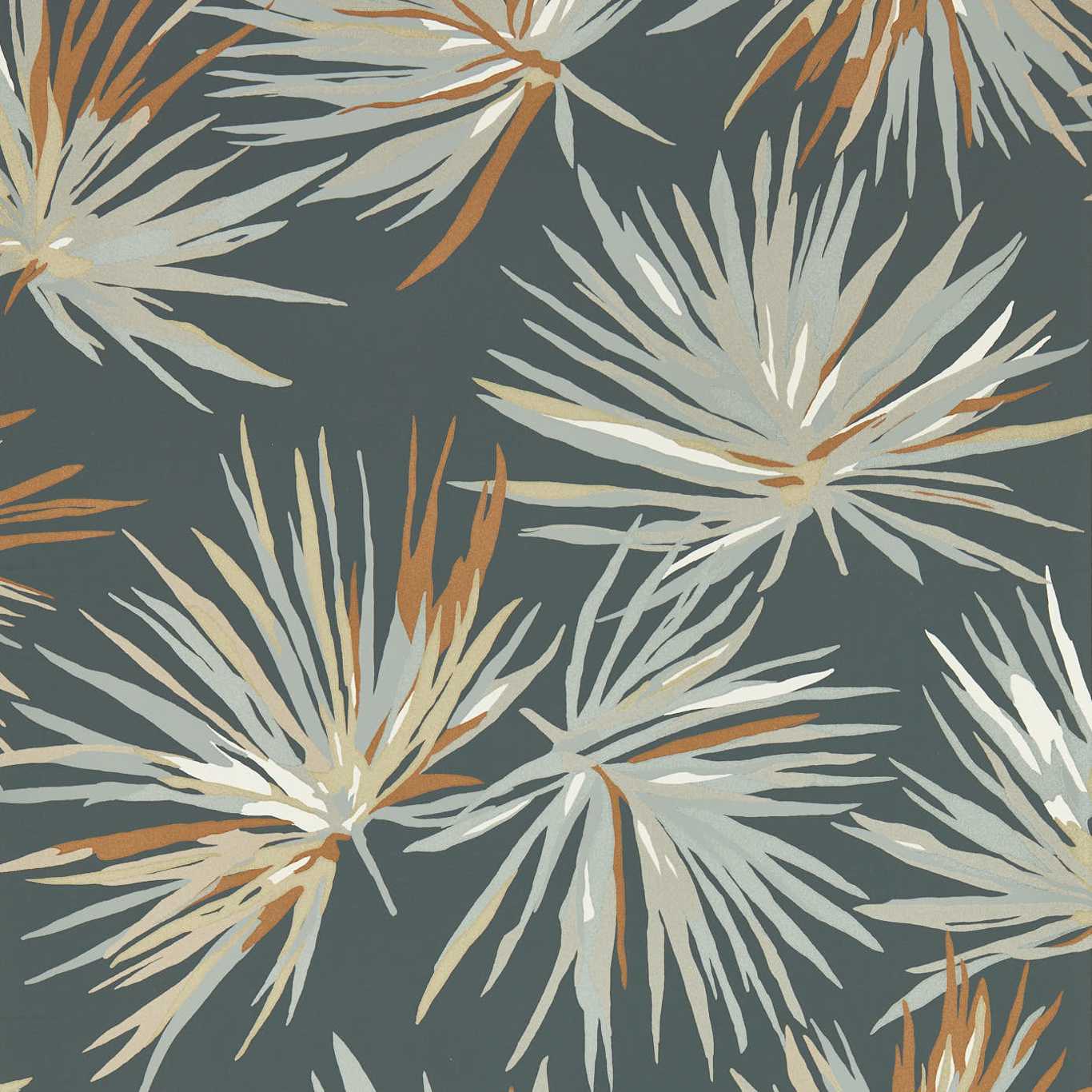 HARLEQUIN Aucuba Wallpaper Contemporary, Floral Slate,Bronze,Topaz Rotary Printed Wallpaper - HM7W112744