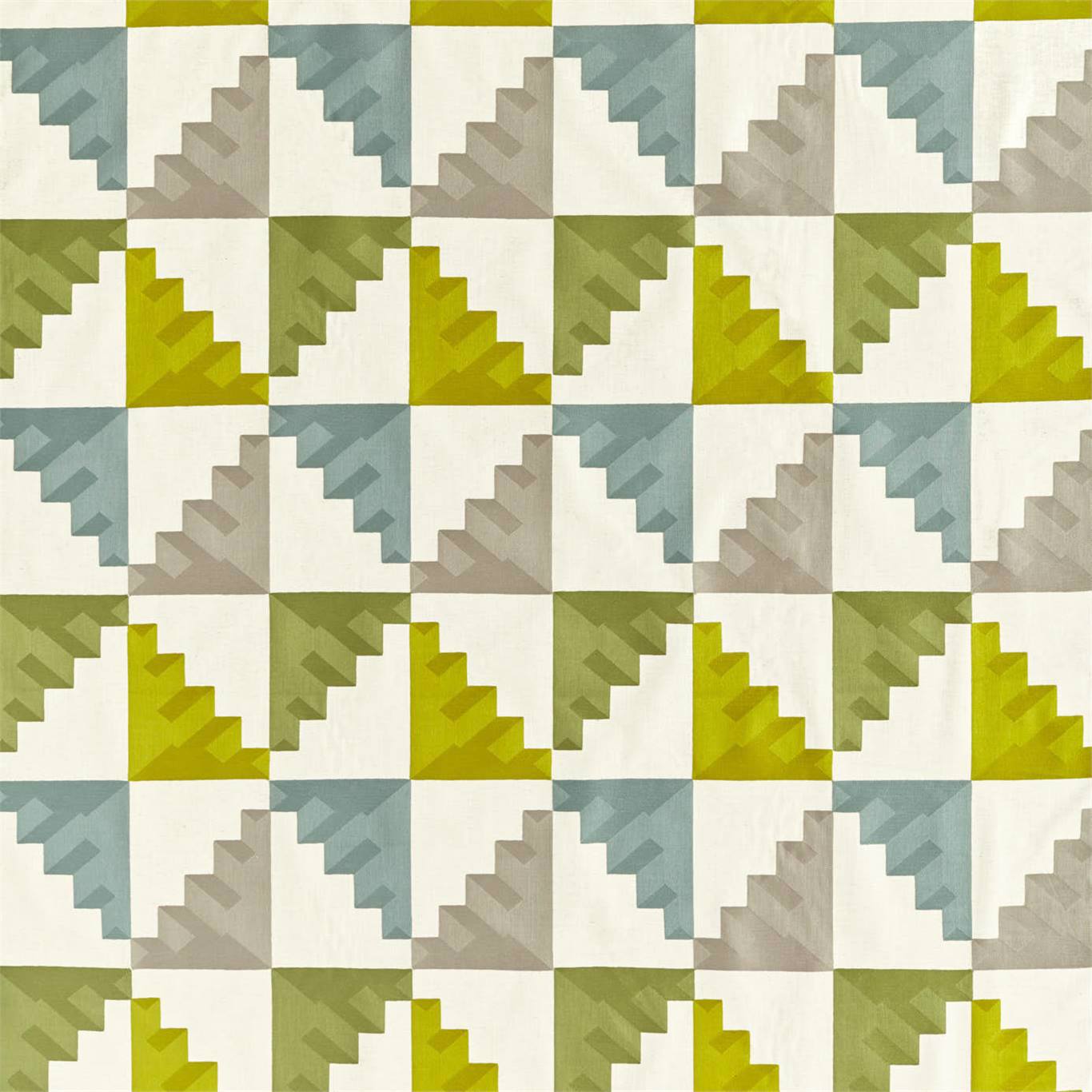 HARLEQUIN Mehari Fabric Geometric Lime, Harbour, Stone - HMIF133051