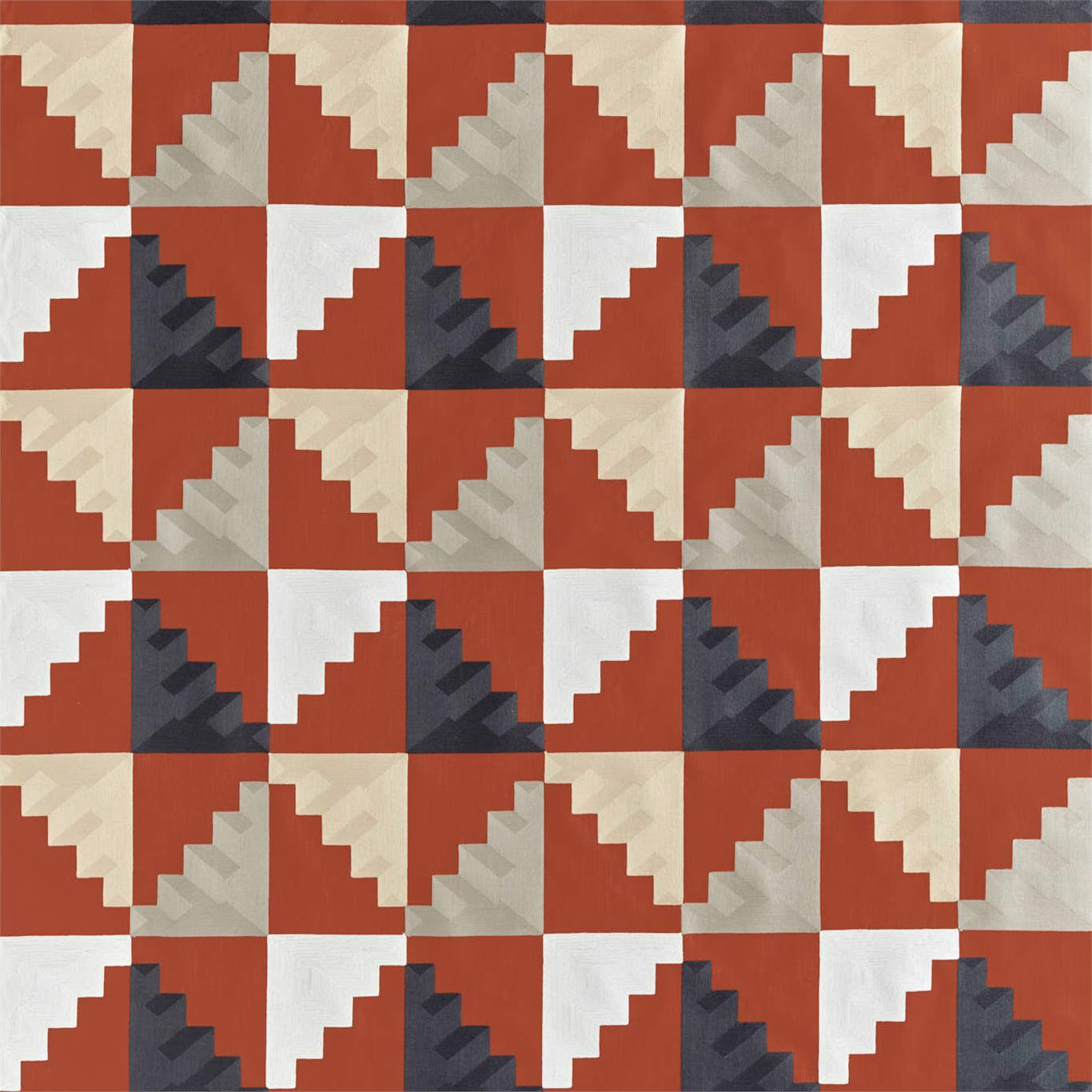 HARLEQUIN Mehari Fabric Geometric Harissa, Oyster, Charcoal - HMIF133052