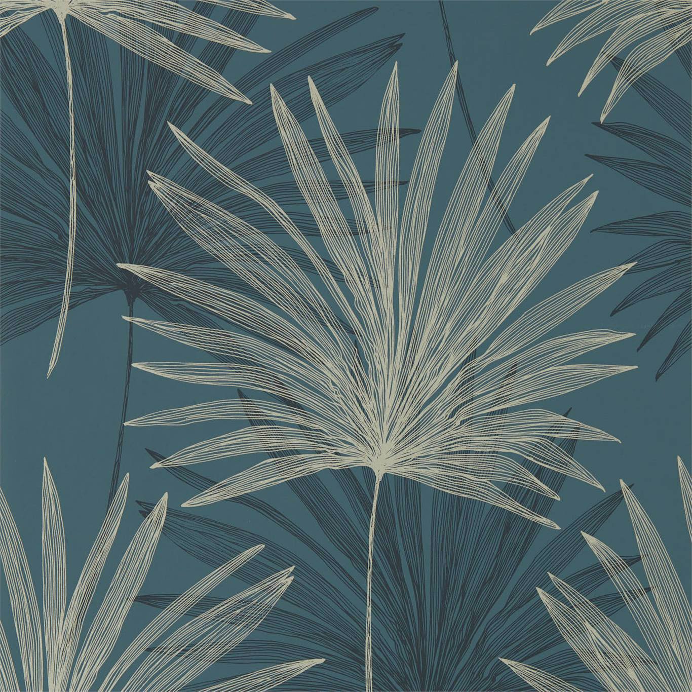 HARLEQUIN Mitende Wallpaper Leaves , Trees Ink,Platinum Rotary Printed Wallpaper - HMIW112226
