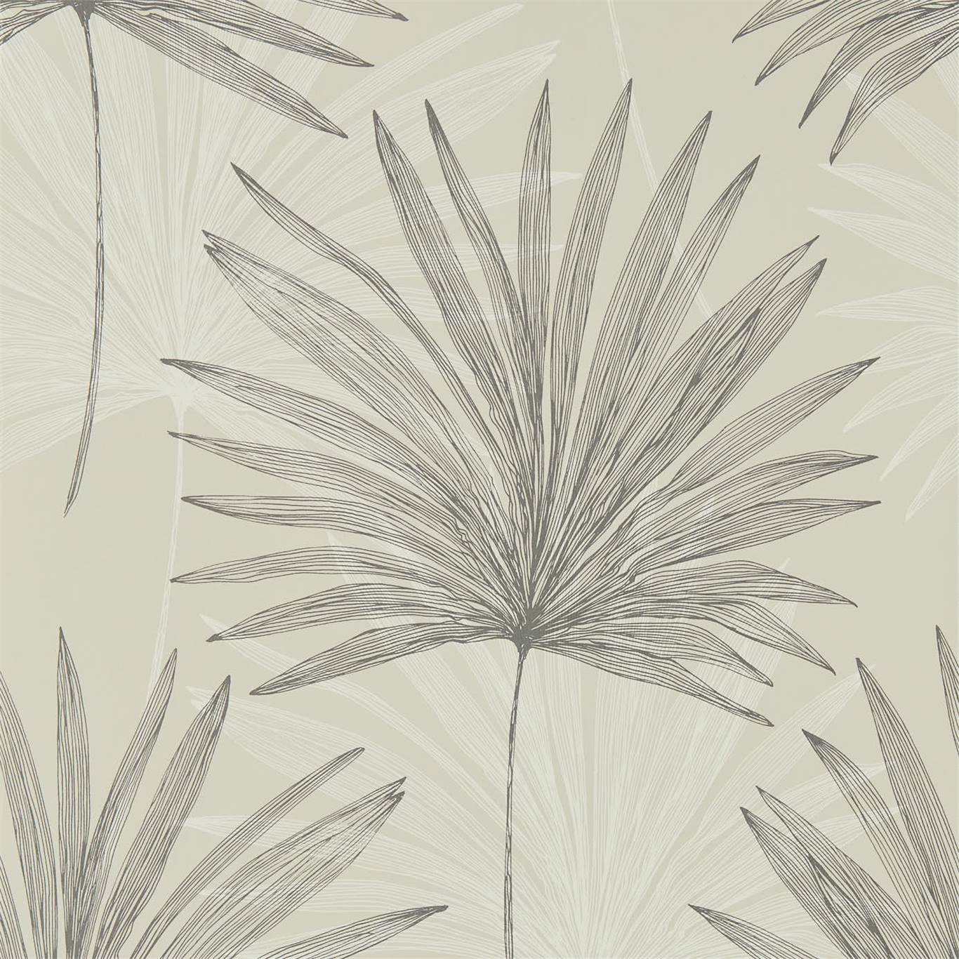 HARLEQUIN Mitende Wallpaper Leaves , Trees Pewter,Chalk Rotary Printed Wallpaper - HMIW112230