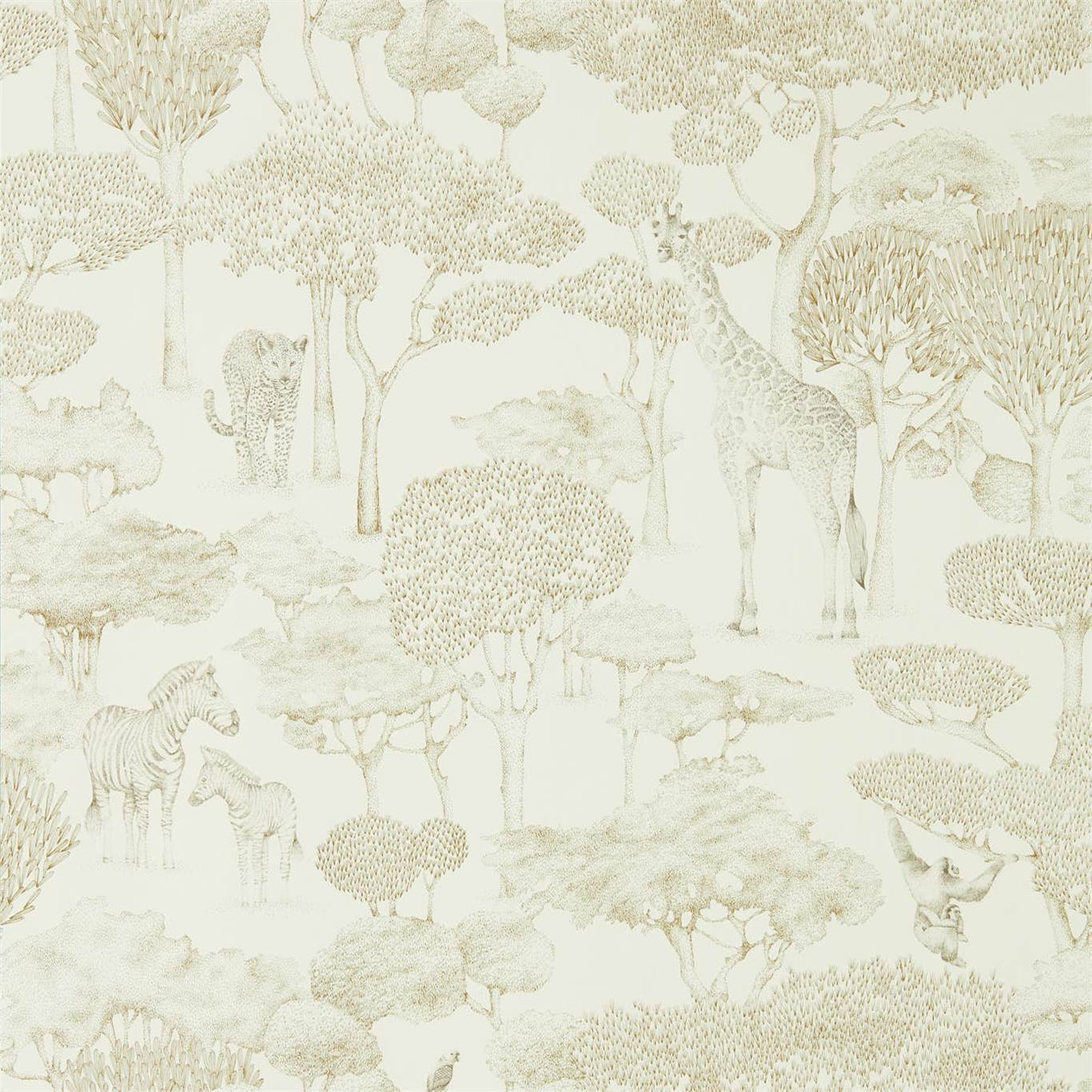 HARLEQUIN Shamwari Wallpaper Animals Chalk,Gold Rotary/Gravure Wide Width Printed Wallpaper - HMIW112244