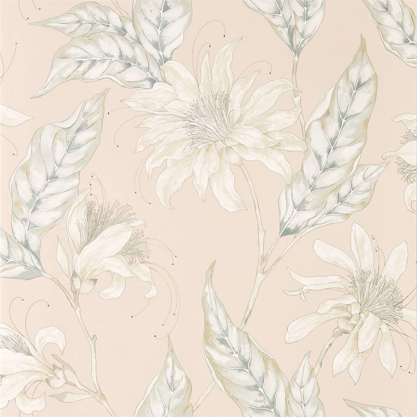 HARLEQUIN Ananda Wallpaper Contemporary, Floral Blush Rotary/Gravure Wide Width Printed Wallpaper - HMIW112253