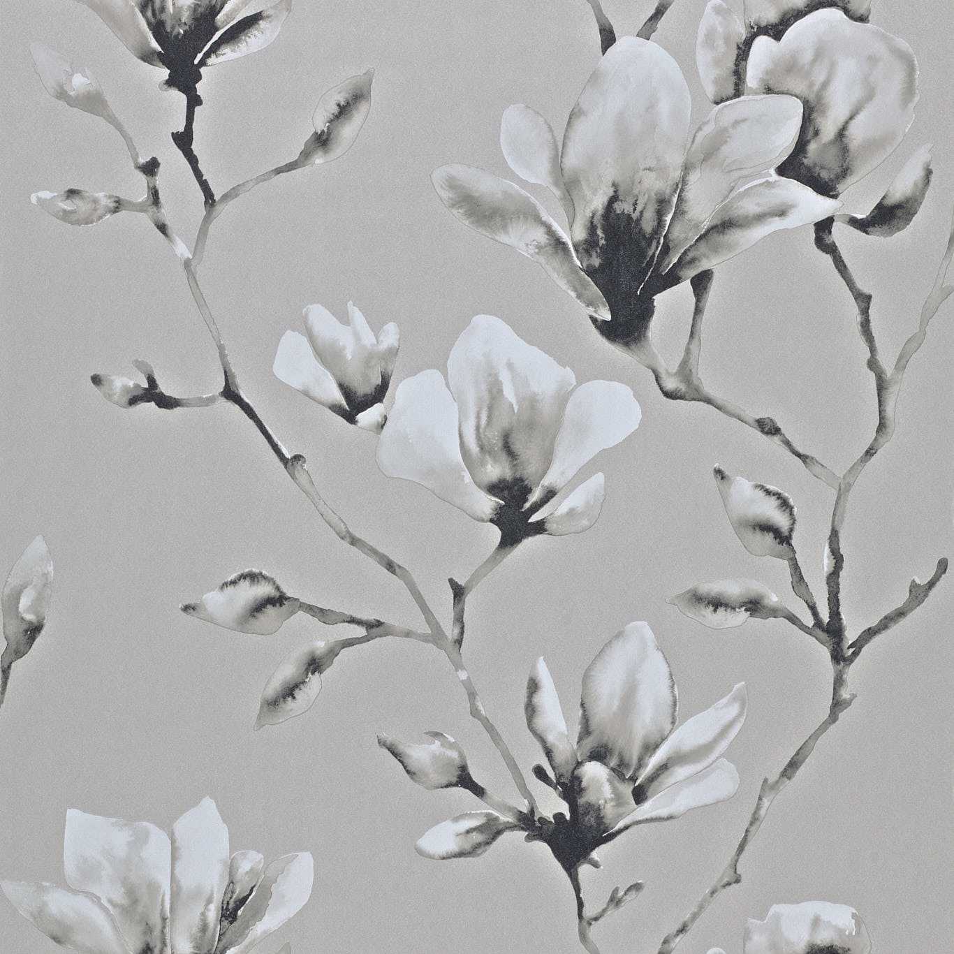 HARLEQUIN Lotus Wallpaper Contemporary, Floral Silver Gravure Printed Wallpaper - HMOW110880
