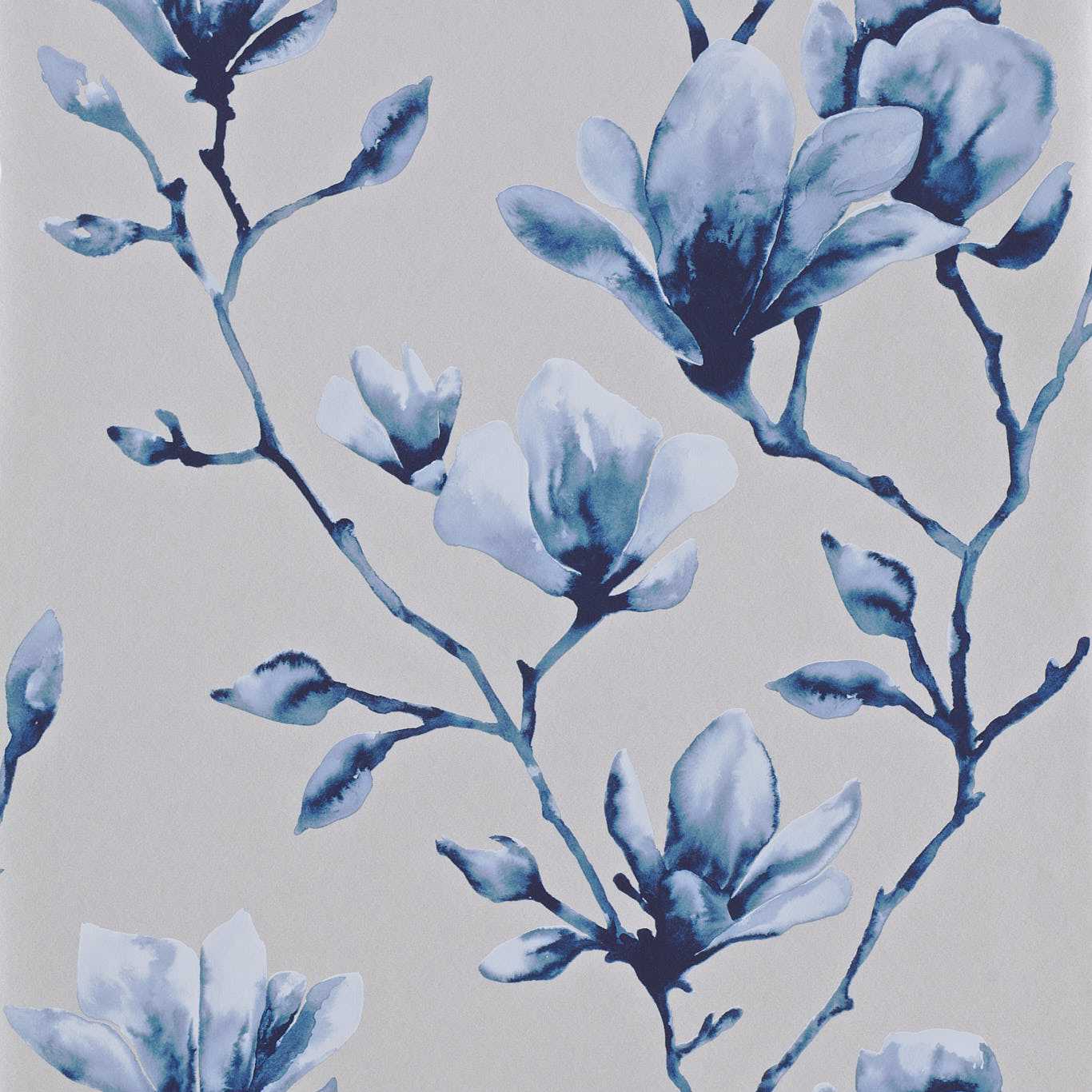 HARLEQUIN Lotus Wallpaper Contemporary, Floral Indigo Gravure Printed Wallpaper - HMOW110881
