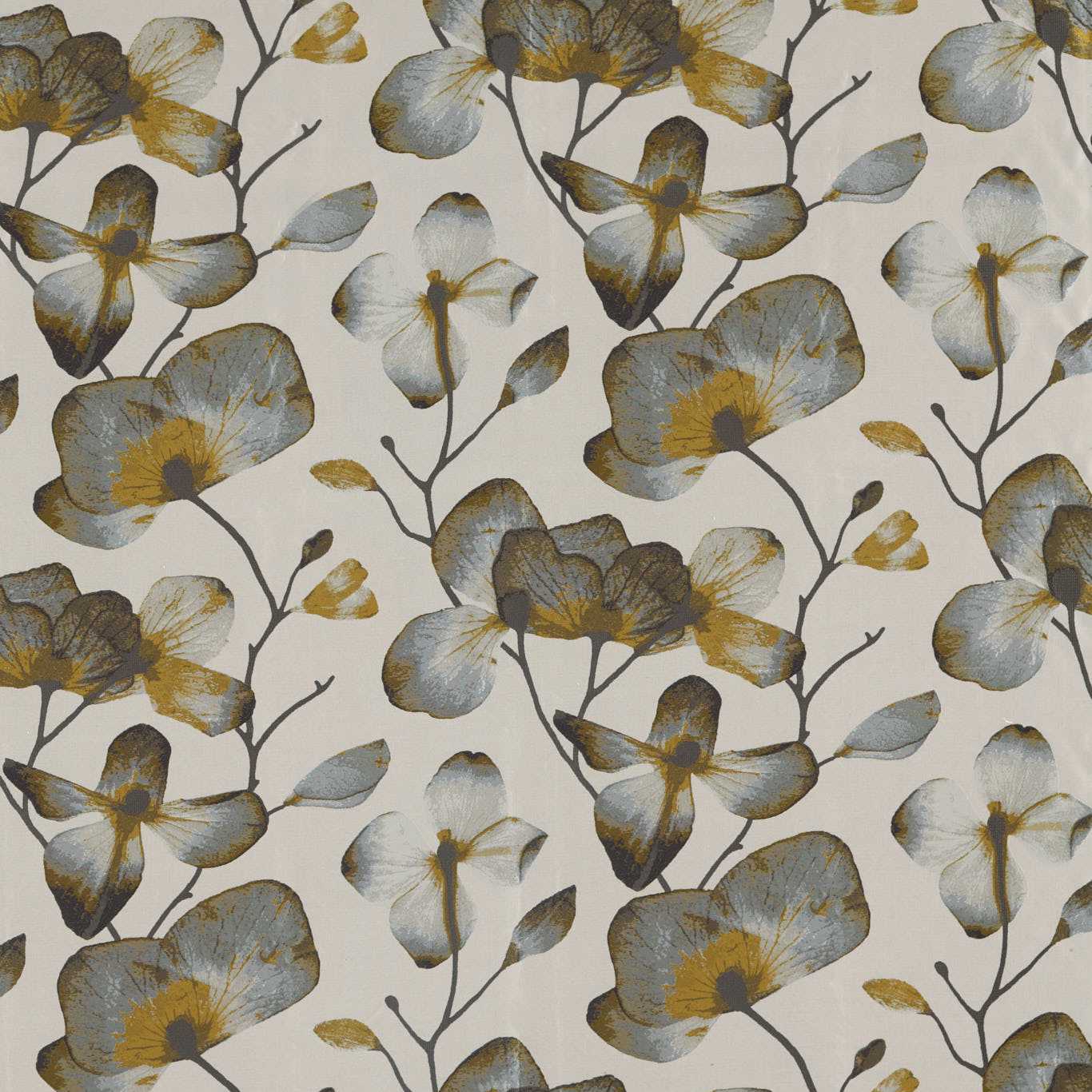 HARLEQUIN Kienze Fabric Classic Floral Ochre,Steel - HMTE132761