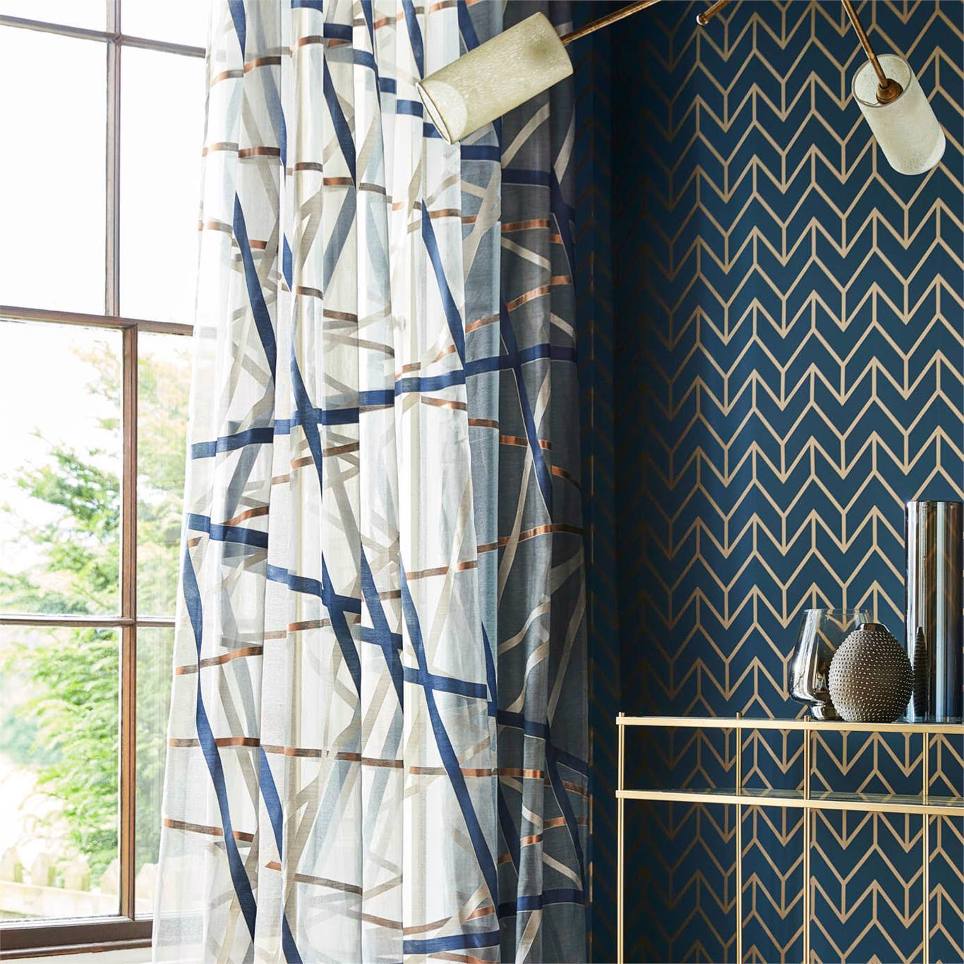 HARLEQUIN Yasuda Fabric Geometric Ink,Copper - HMVO132796