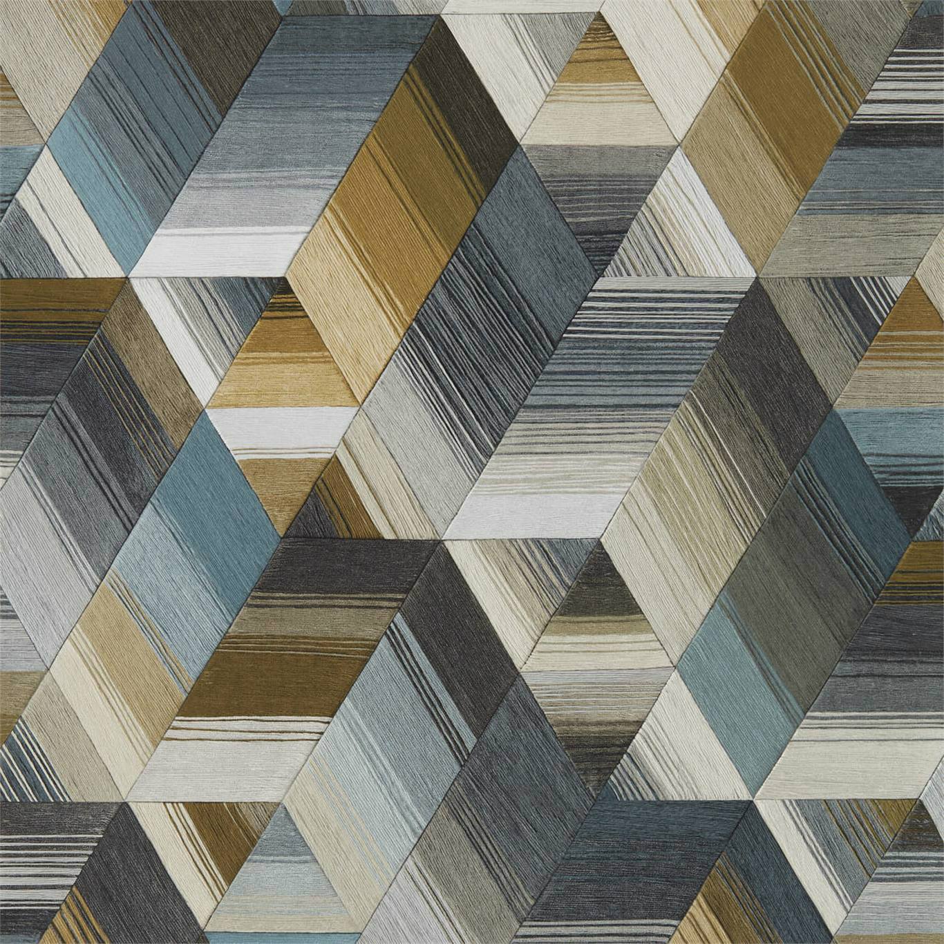 HARLEQUIN Arccos Wallpaper Geometric Ochre,Steel Gravure - Wide Width Printed Wallpaper - HMWF111971