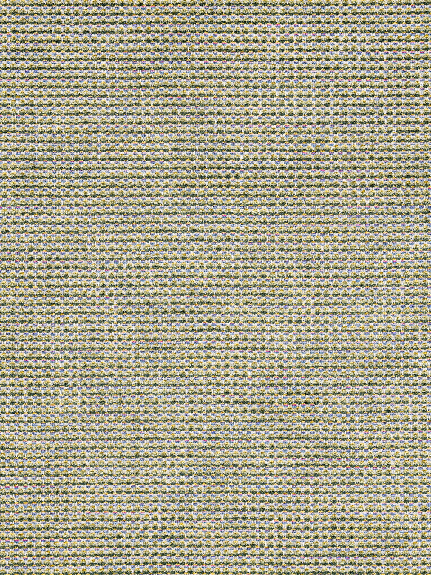 Close-up of a textured woven fabric with beige-gray threads and subtle yellow specks, suitable for upholstery.