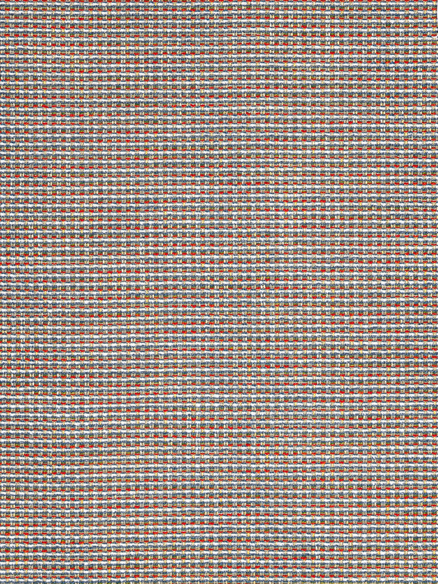 Woven fabric swatch in orange and gray-blue threads with a tight grid pattern; suitable for upholstery or apparel.