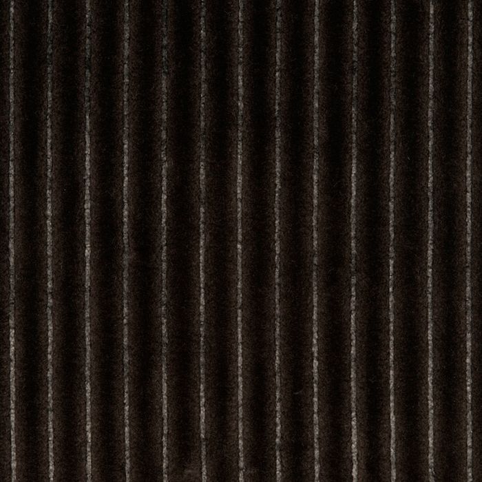 Dark brown corduroy fabric with vertical ridges, close-up textile swatch.