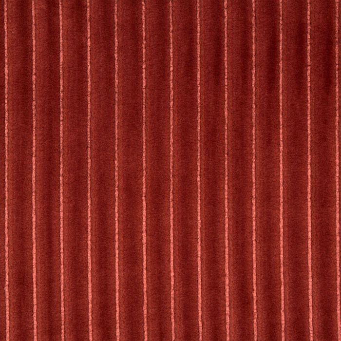 Deep red corduroy fabric with evenly spaced vertical ridges (wales) and soft plush texture.