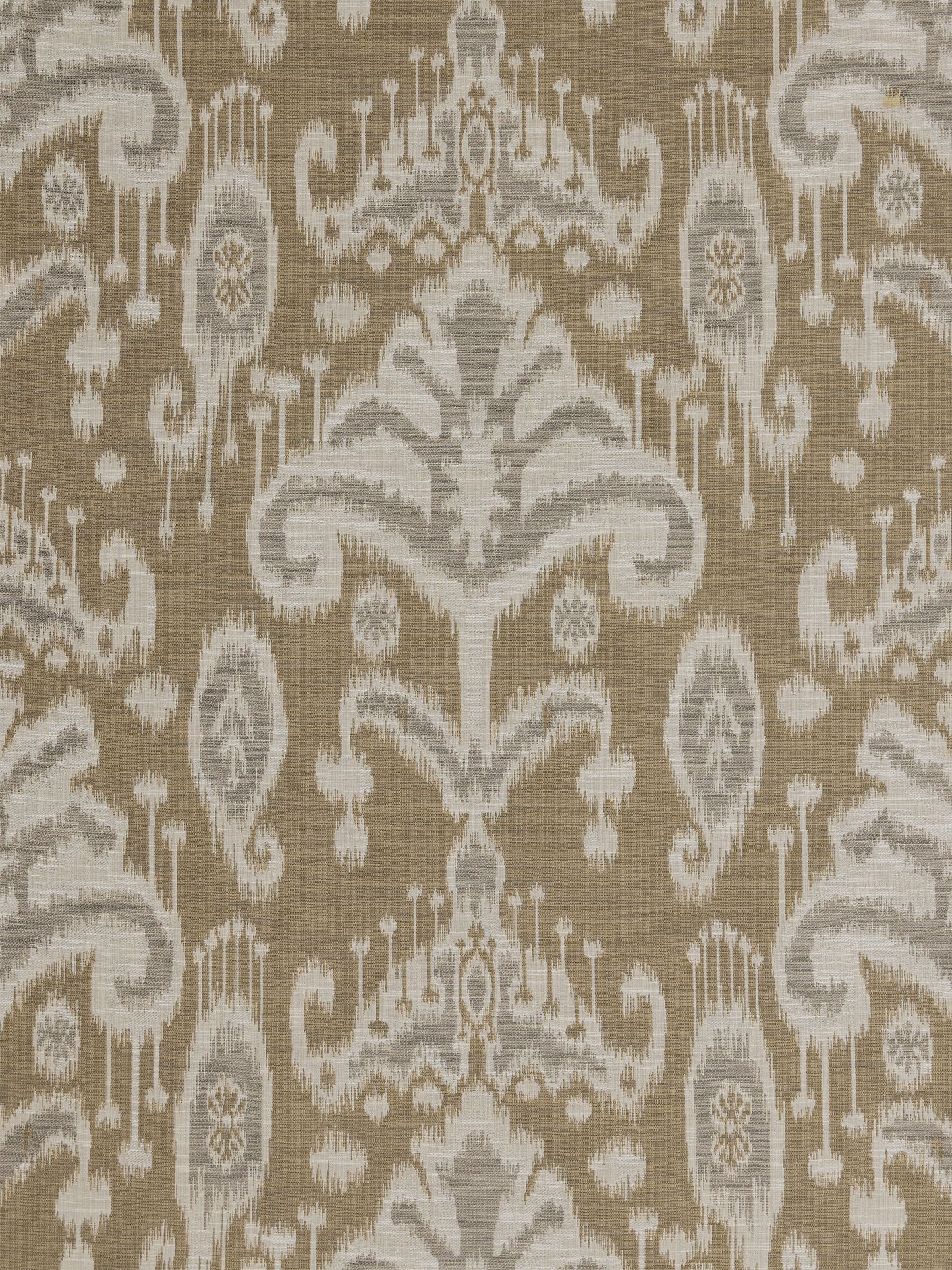 Beige and tan Ikat texture fabric for upholstery or drapery.