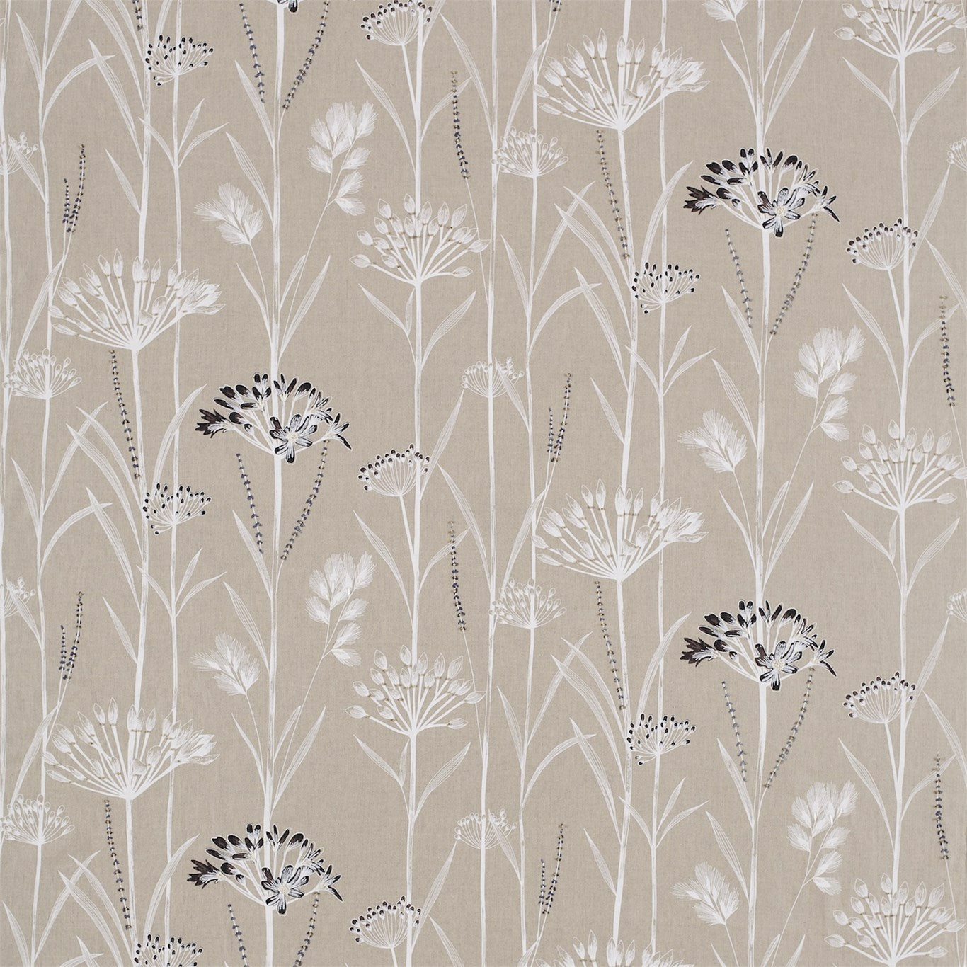 HARLEQUIN Gardinum Fabric Leaves , Trees Linen,Chalk,Eboy - HPOF130910