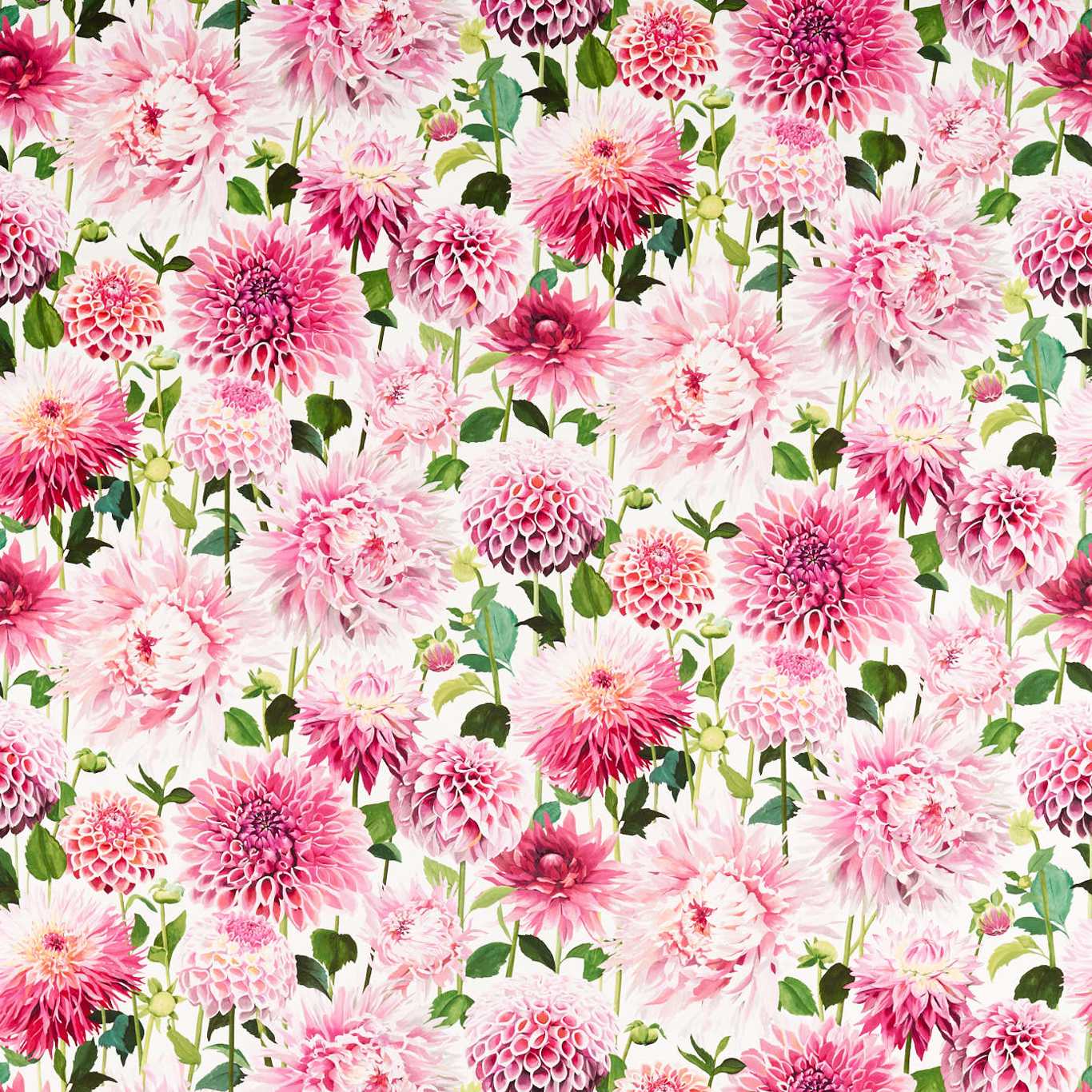 HARLEQUIN Dahlia Fabric Contemporary, Floral Blossom,Emerald,New Beginnings - HQN2121081