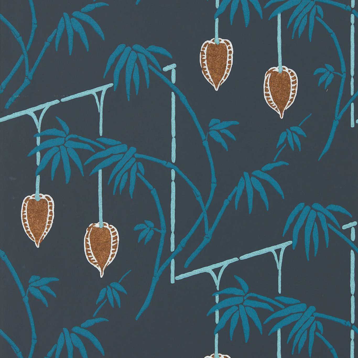 Harlequin Kimiko Wallpaper Contemporary, Floral Japanese Ink,Copper Surface- Printed Wallpaper - HQN3112940